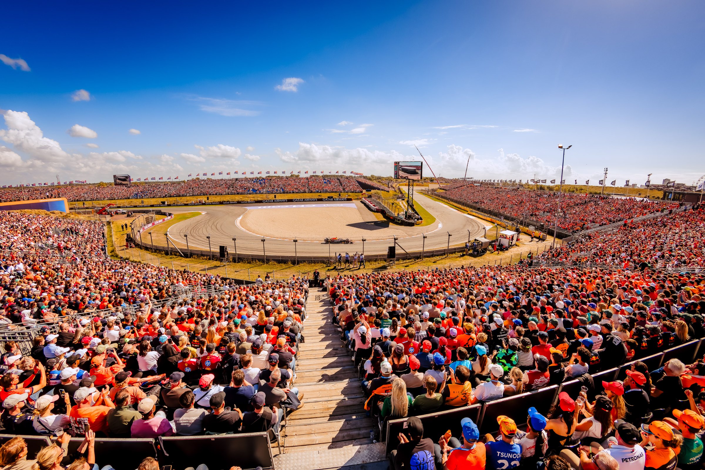 F1 Dutch Grand Prix 2025: wide shot of the stage and the crowd in Zandvoort