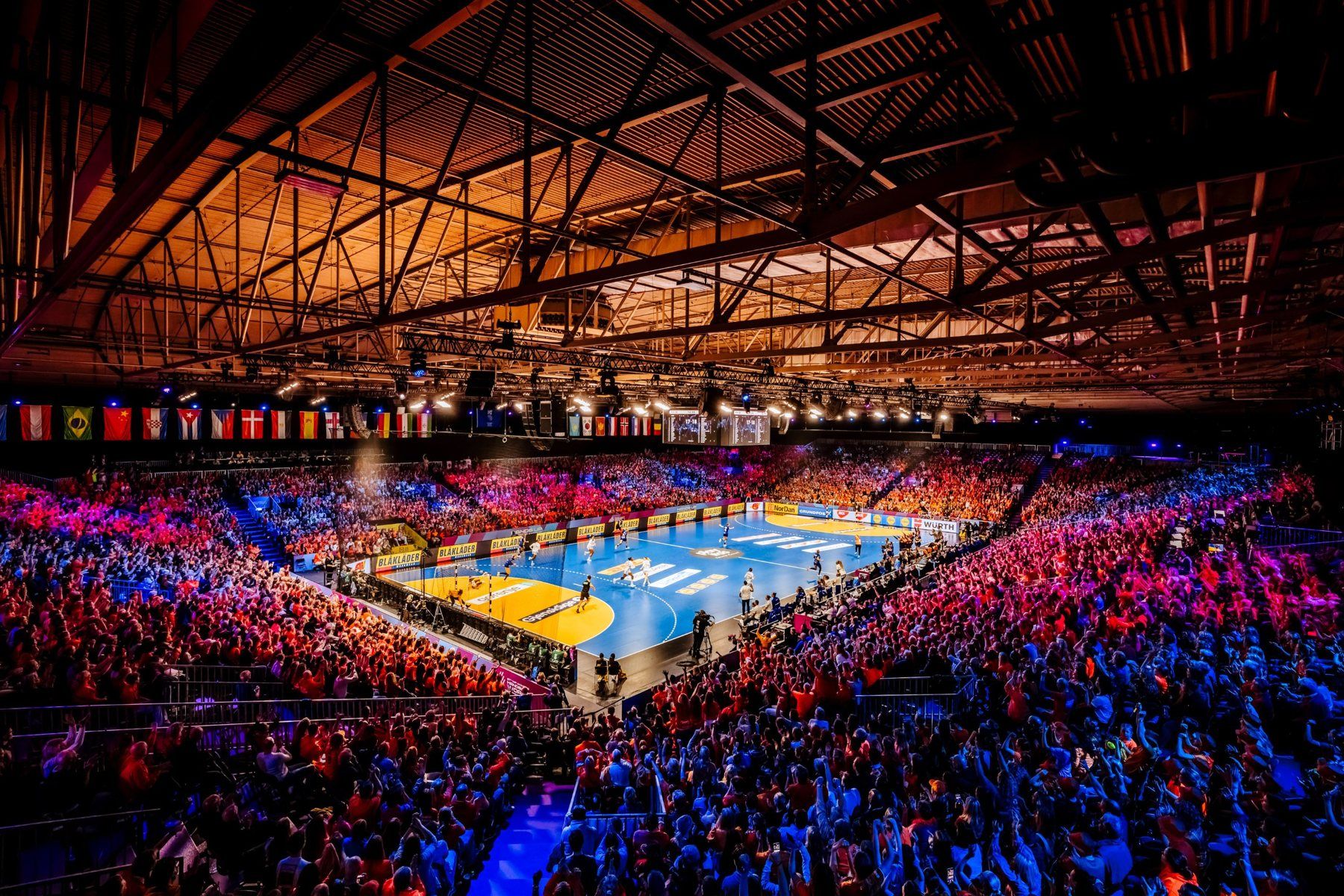 Handball match in a full arena